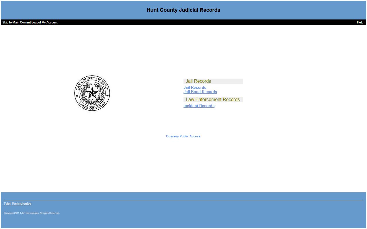 Hunt County court records after arrest Odyssey Public Access portal